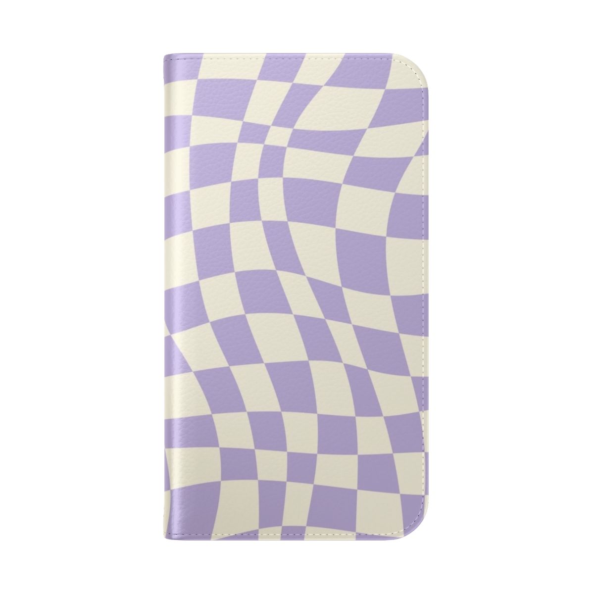 Soft purple warp checked pattern phone case cover - Folded Back