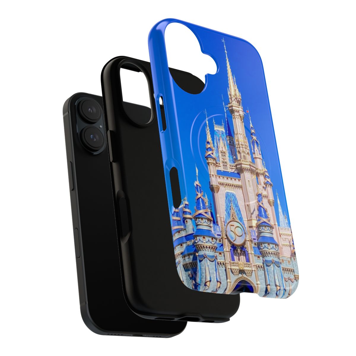 A magnetic tough phone case featuring an illustration of Cinderella's Castle at Walt Disney World's Magic Kingdom. - Layers