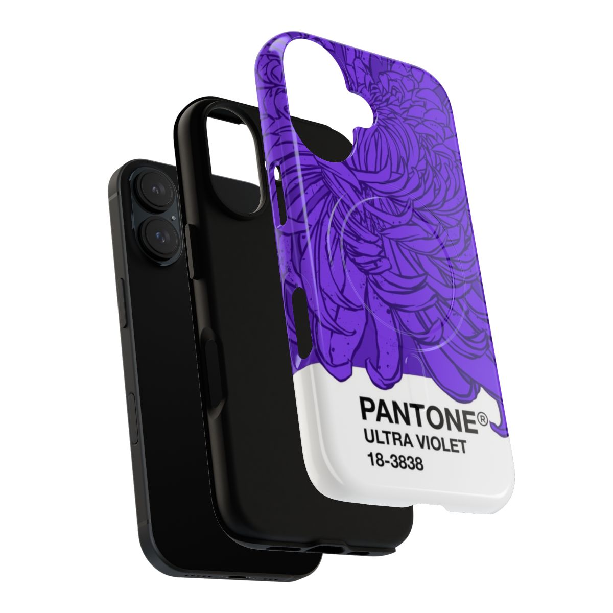 Vibrant Pantone Ultra Violet 2018 color themed phone case with floral and nature-inspired design - Layers