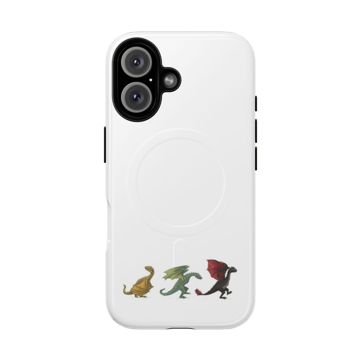 Magnetic phone case with illustrated dragons Drogon, Viserion, and Rhaegal from Game of Thrones