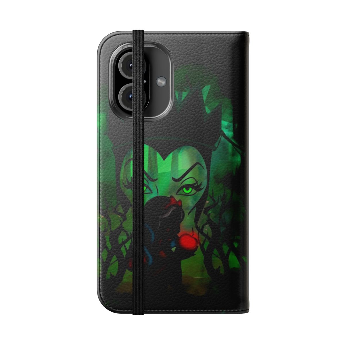 Evil Queen Inspired Flip Cover Phone Case with a Poisoned Apple Design - Folded Front