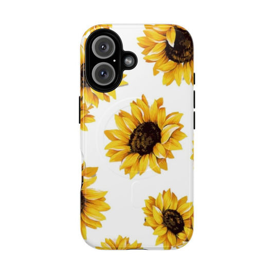 Magnetic phone case with a vibrant sunflower design