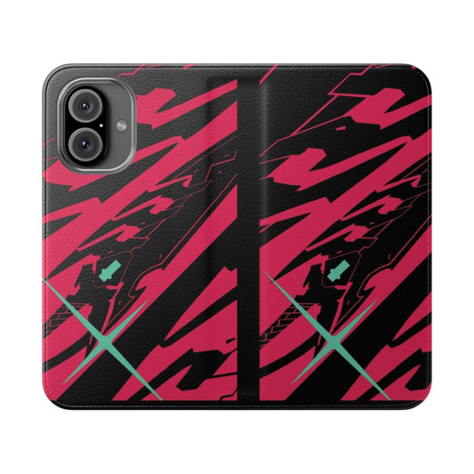 Xenoblade Chronicles-themed flip phone case with Mythra and Rex design