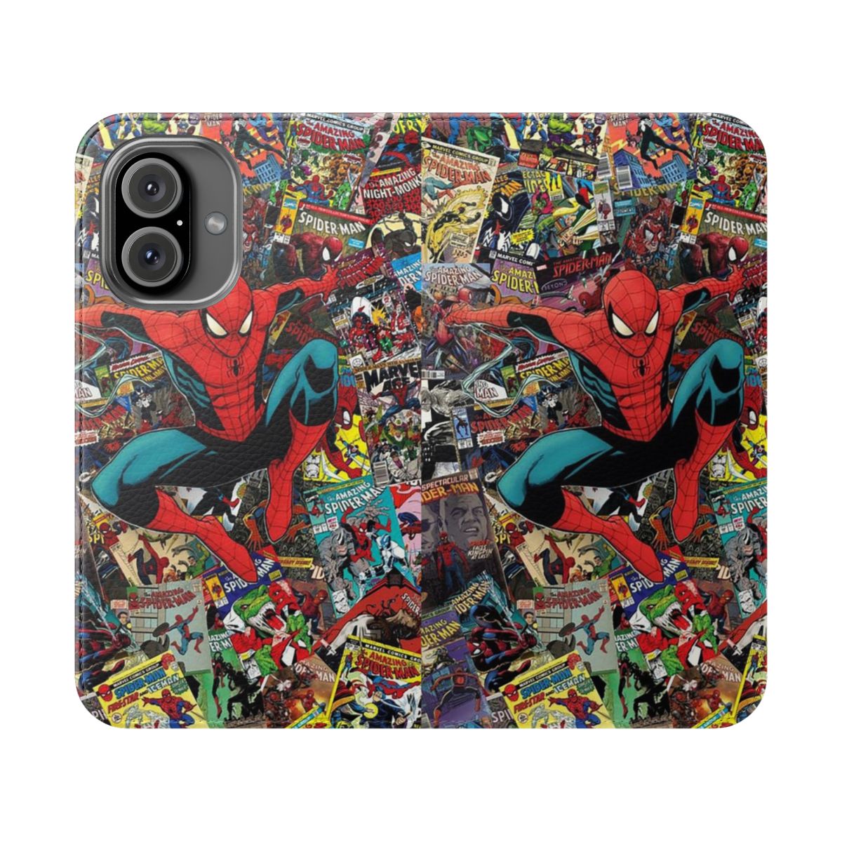 Vibrant phone case featuring a spider-themed design for comic and movie enthusiasts