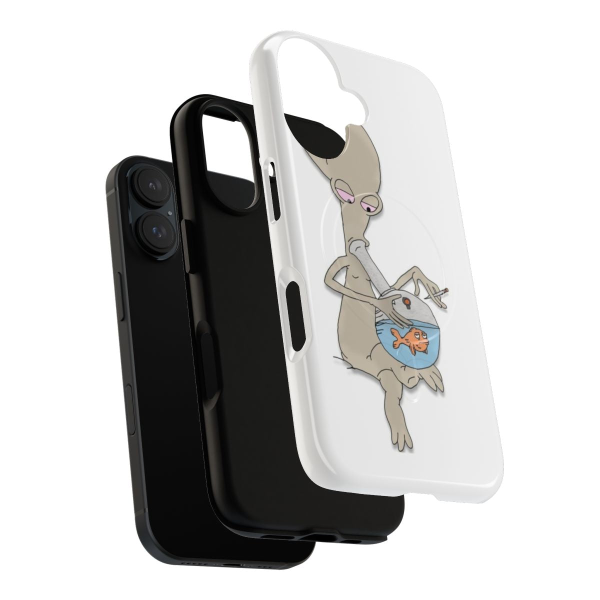 Custom phone case featuring Roger the Alien from American Dad smoking weed - Layers