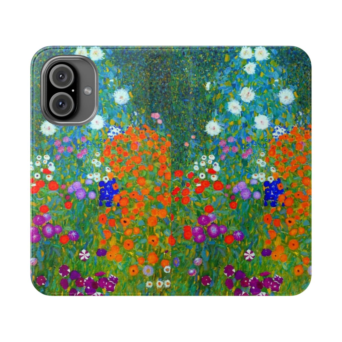 Phone case with a floral design inspired by the art of Gustav Klimt