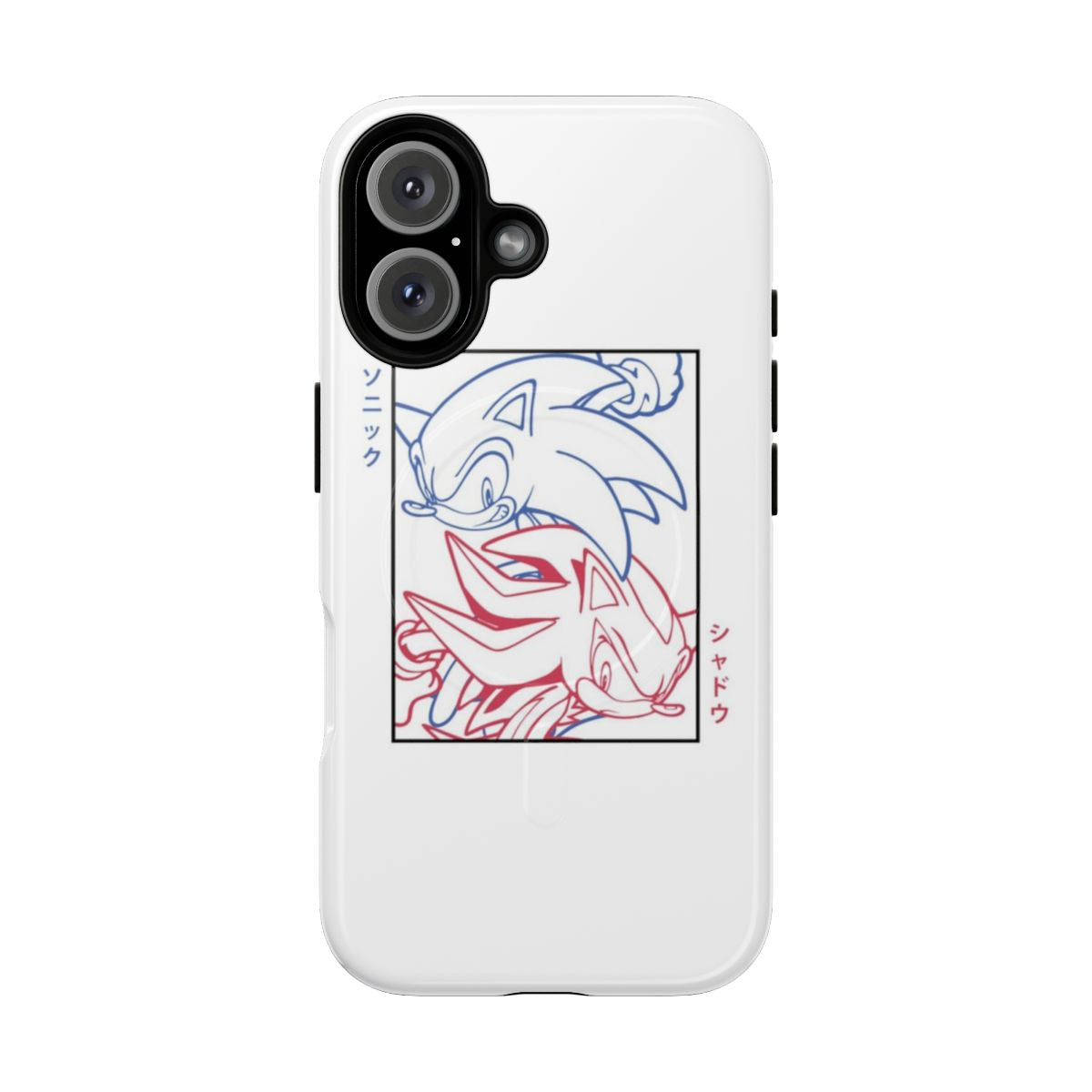 Magnetic tough phone cases featuring Sonic the Hedgehog and Shadow the Hedgehog in a Japanese-inspired design