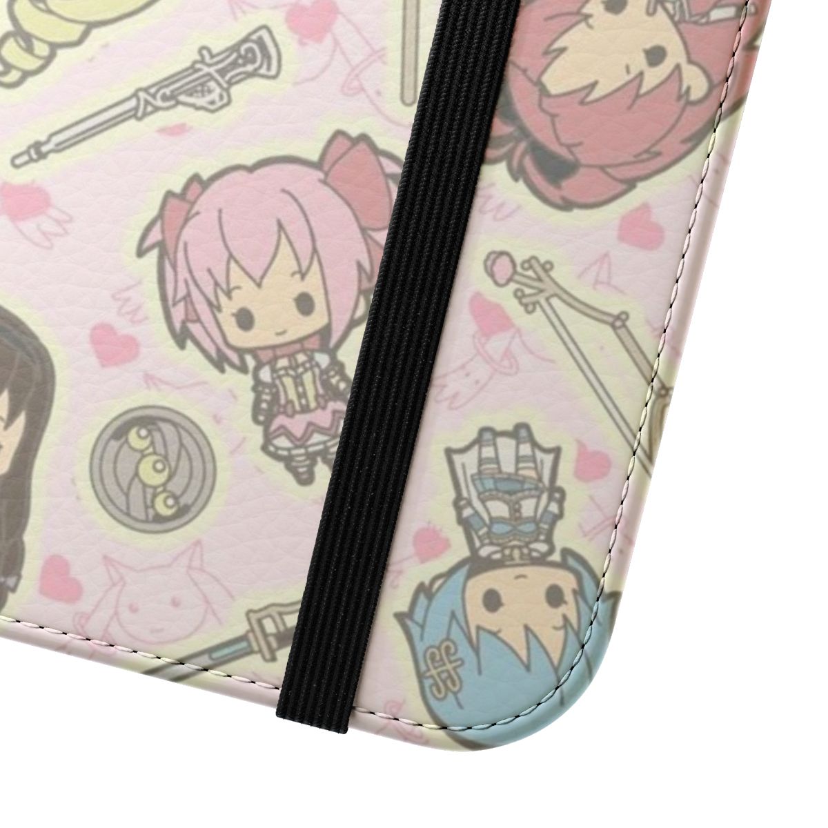 Chibi magical girl inspired flip cover phone case - Close Up