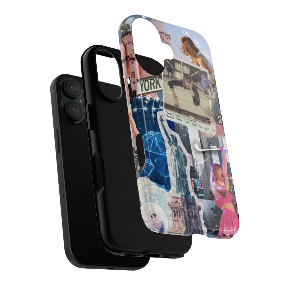 Collage-style phone case featuring artwork inspired by Taylor Swift's 1989 album - Layers