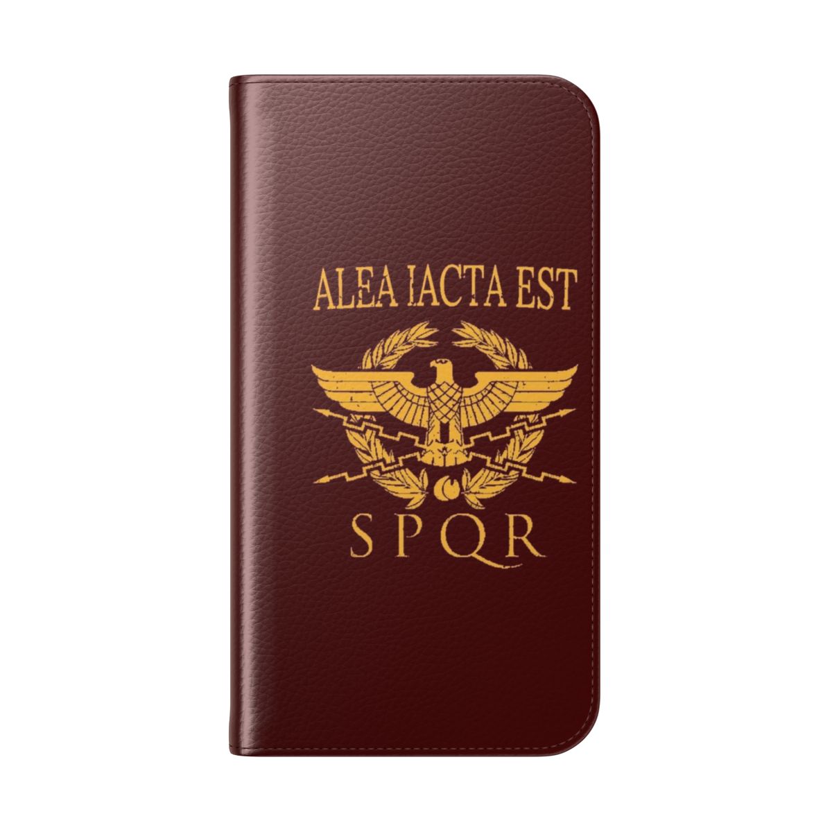 Flip cover phone case with ancient Roman empire and legion design - Folded Back