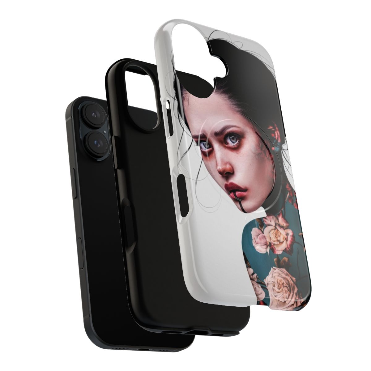 Magnetic abstract and surreal portrait phone case design - Layers