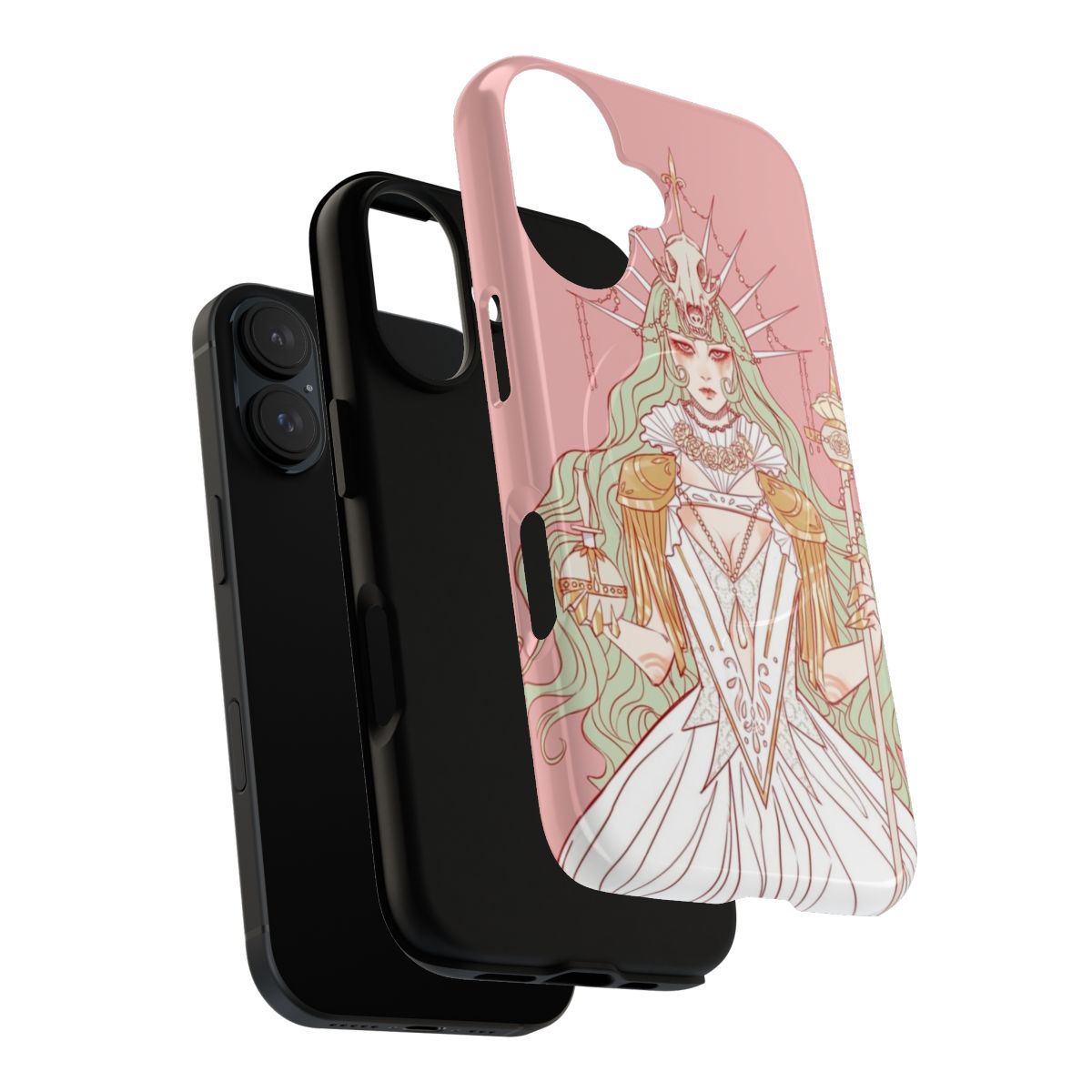 Pastel-colored phone case with a regal jackal skull design - Layers