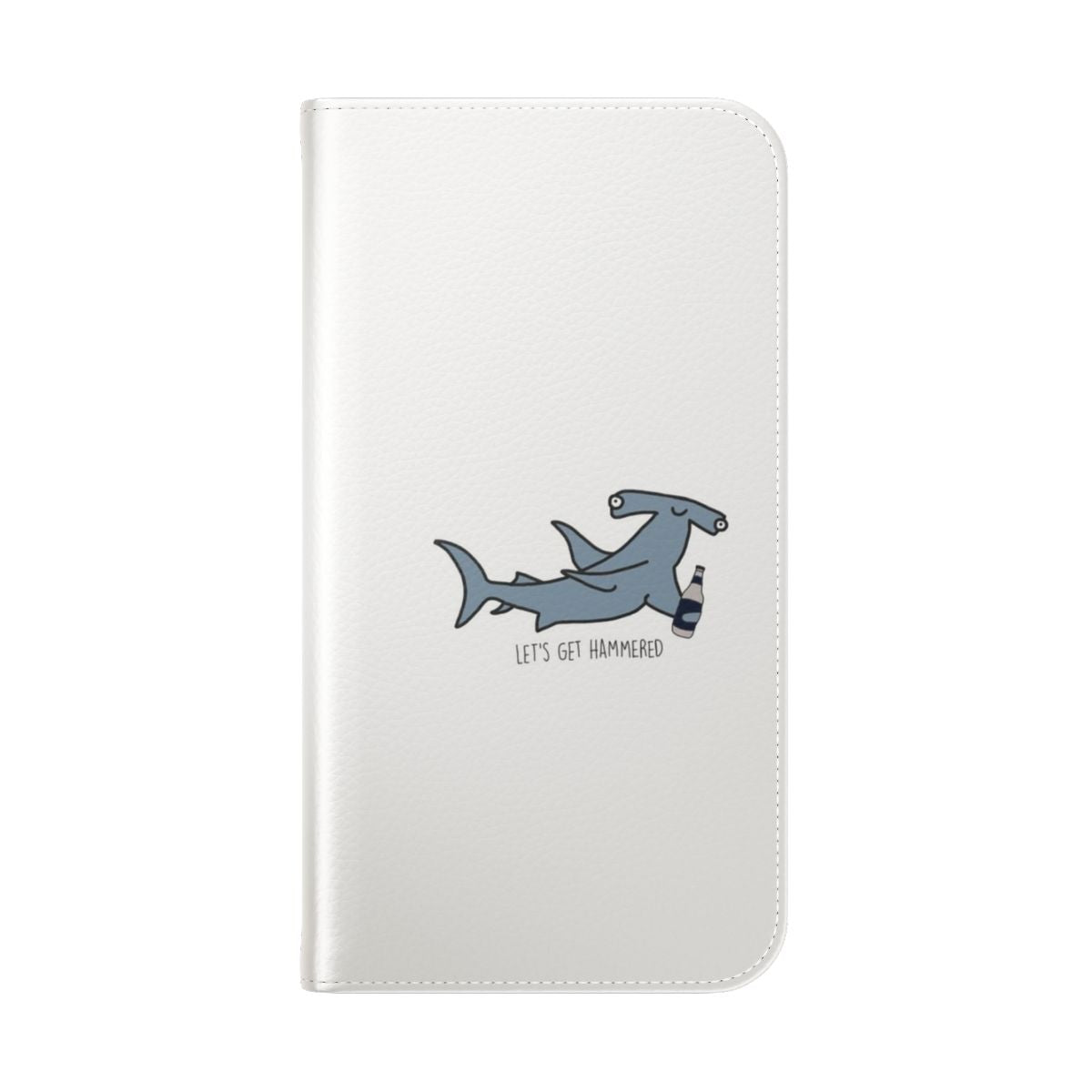 Colorful and fun flip phone case featuring a vibrant hammerhead shark design. - Folded Back