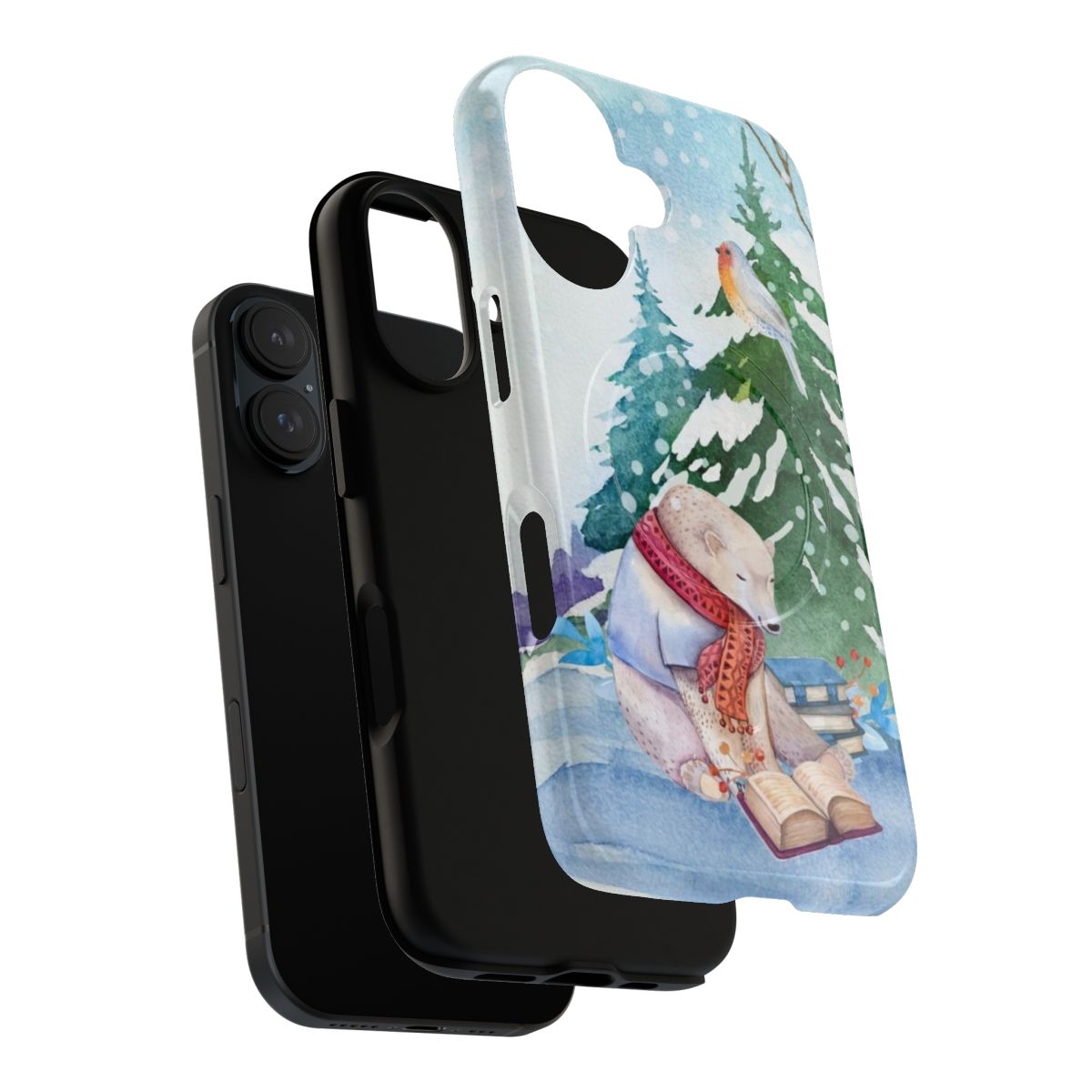 Cozy winter bear phone case with magnetic closure and tough protection - Layers