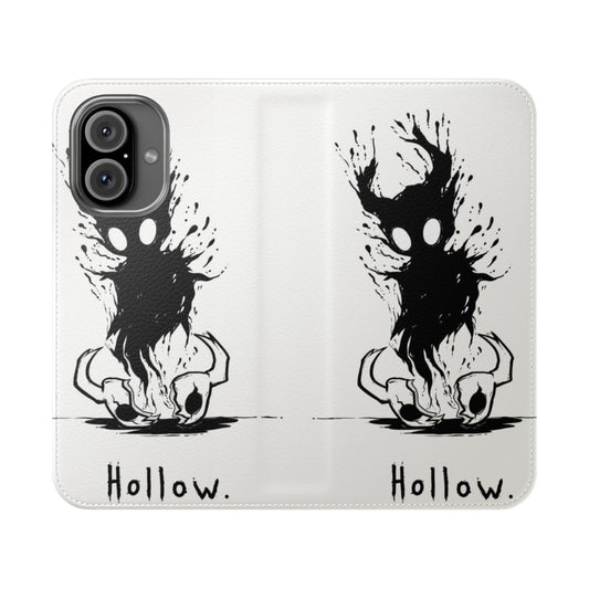 A flip cover phone case featuring a hollow knight-inspired design.