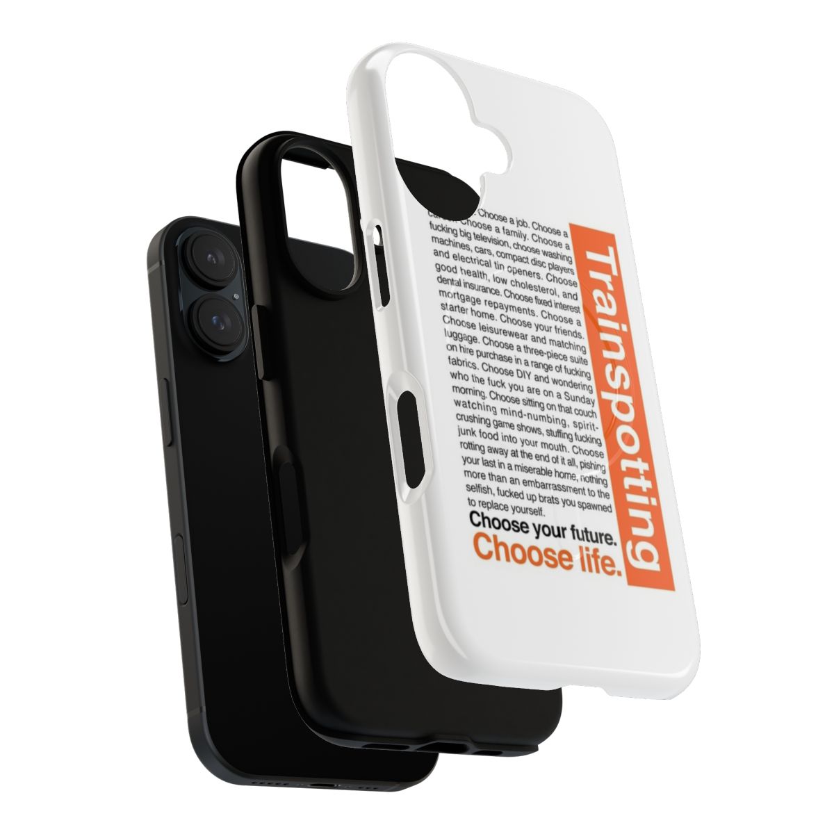 Trainspotting-inspired magnetic tough phone case featuring the iconic "Choose Life" slogan - Layers