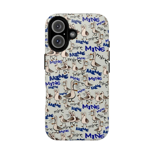 Magnetic tough phone case with a finding nemo-inspired seagull design