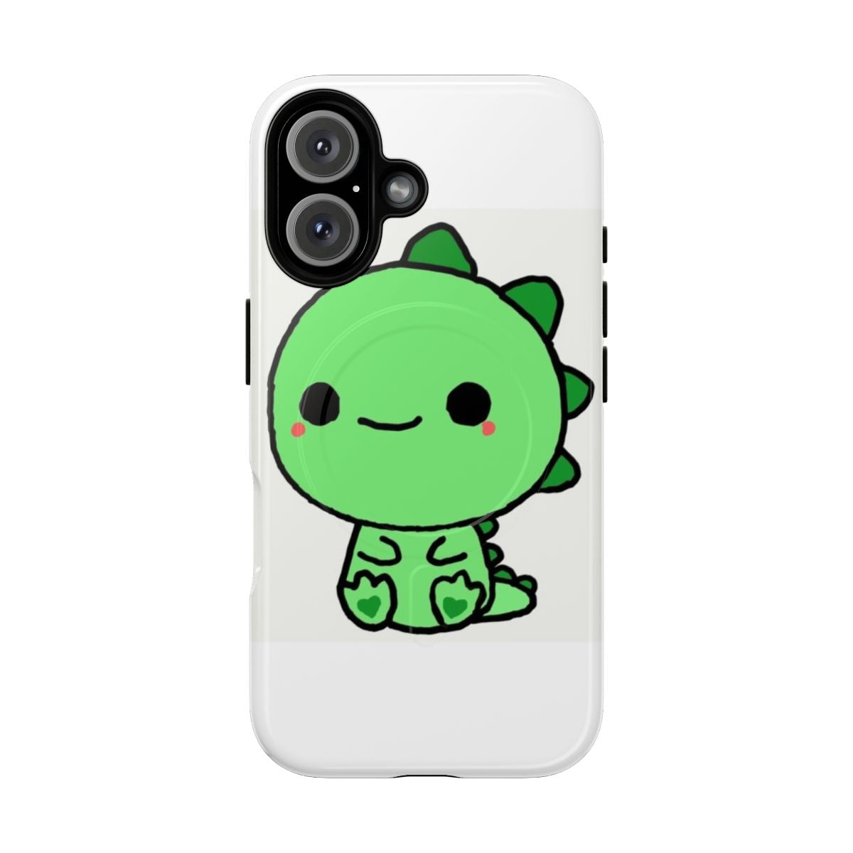 Magnetic tough phone case with a cute, kawaii baby dinosaur design