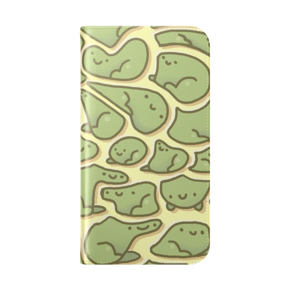 Colorful frog-themed phone case with playful shapes - Folded Back