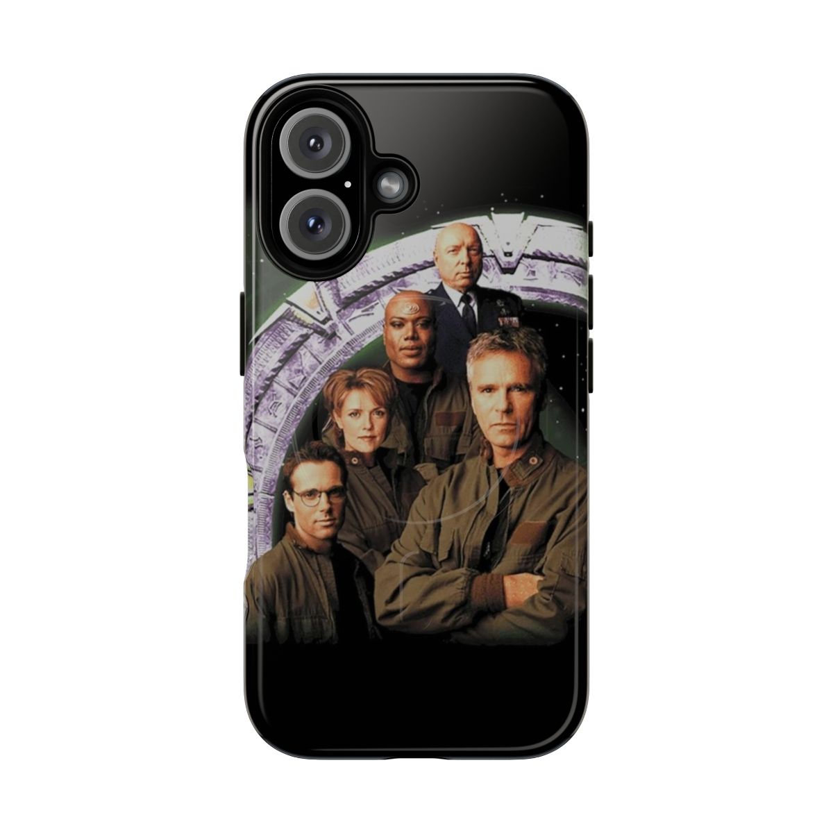 Stargate-themed magnetic protective phone case featuring Stargate SG-1 characters