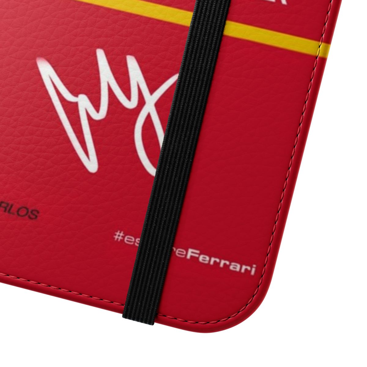 Carlos Sainz-inspired Formula 1 phone case with a sleek flip cover design - Close Up