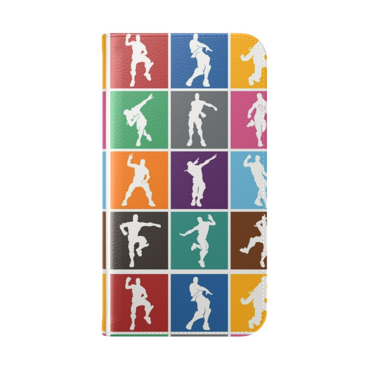 Colorful rainbow lattice design phone case with Fortnite-inspired victory dance - Folded Back