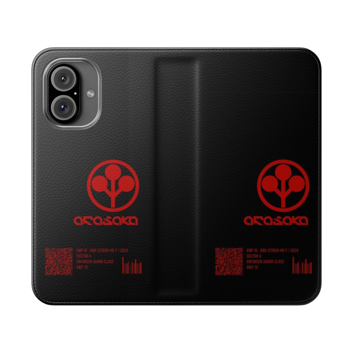 Cyberpunk-inspired minimalist phone cover in black and red color