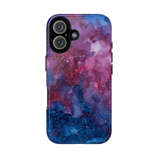 Magnetic galaxy-themed phone case with cosmic, starry design