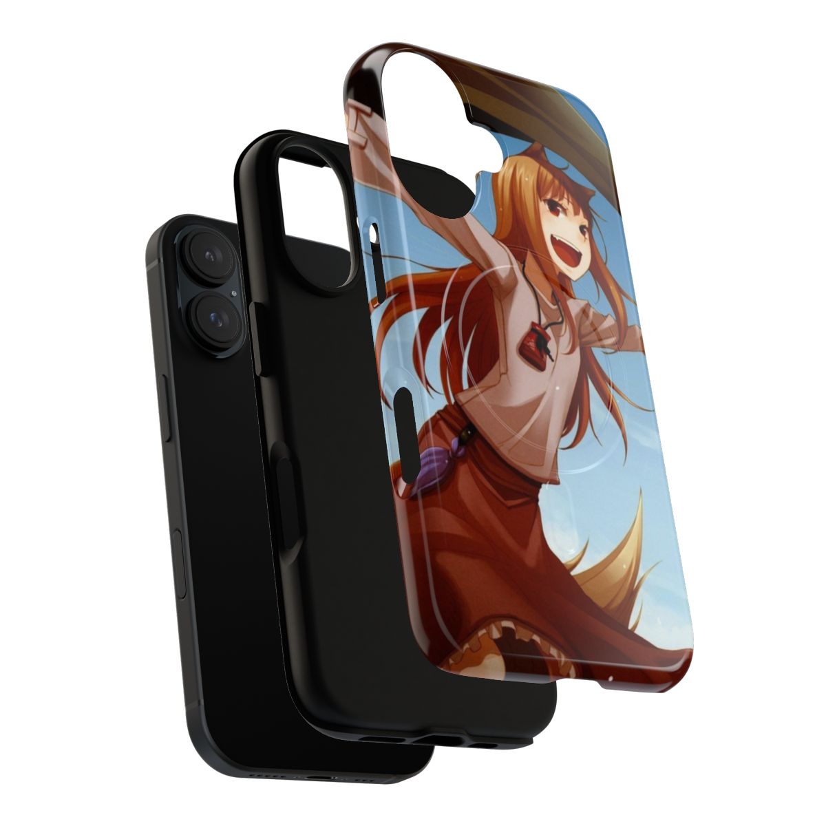 Magnetic tough phone case featuring Horo, the wise wolf from the anime Spice and Wolf - Layers