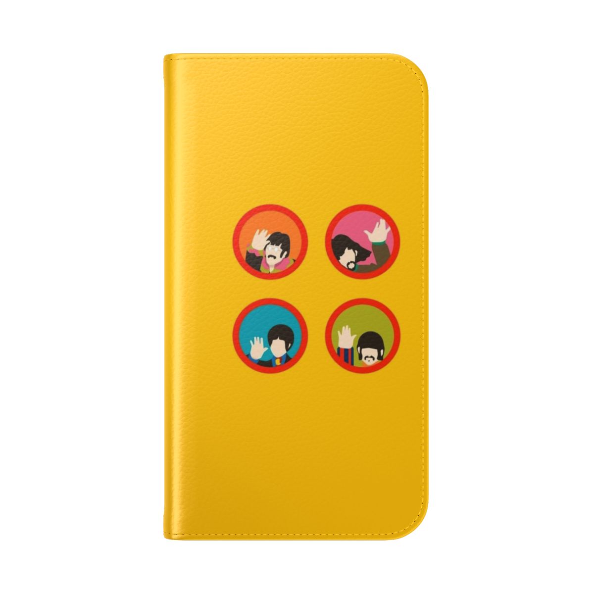 Vibrant yellow and blue phone case with a minimalist design inspired by the classic Beatles film "Yellow Submarine" - Folded Back