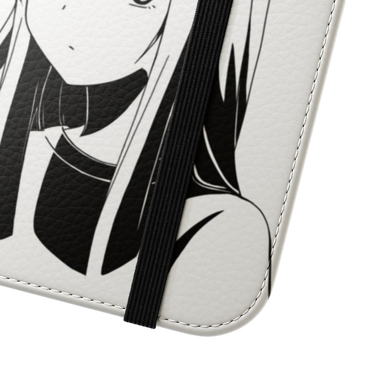 Anime-inspired flip cover phone case featuring the character Shiina Mashiro from the kuudere genre - Close Up