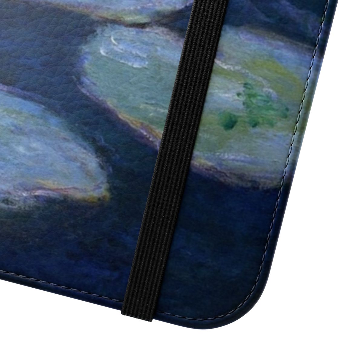 Flip phone case featuring impressionist painting of water lilies in a pond by Claude Monet - Close Up