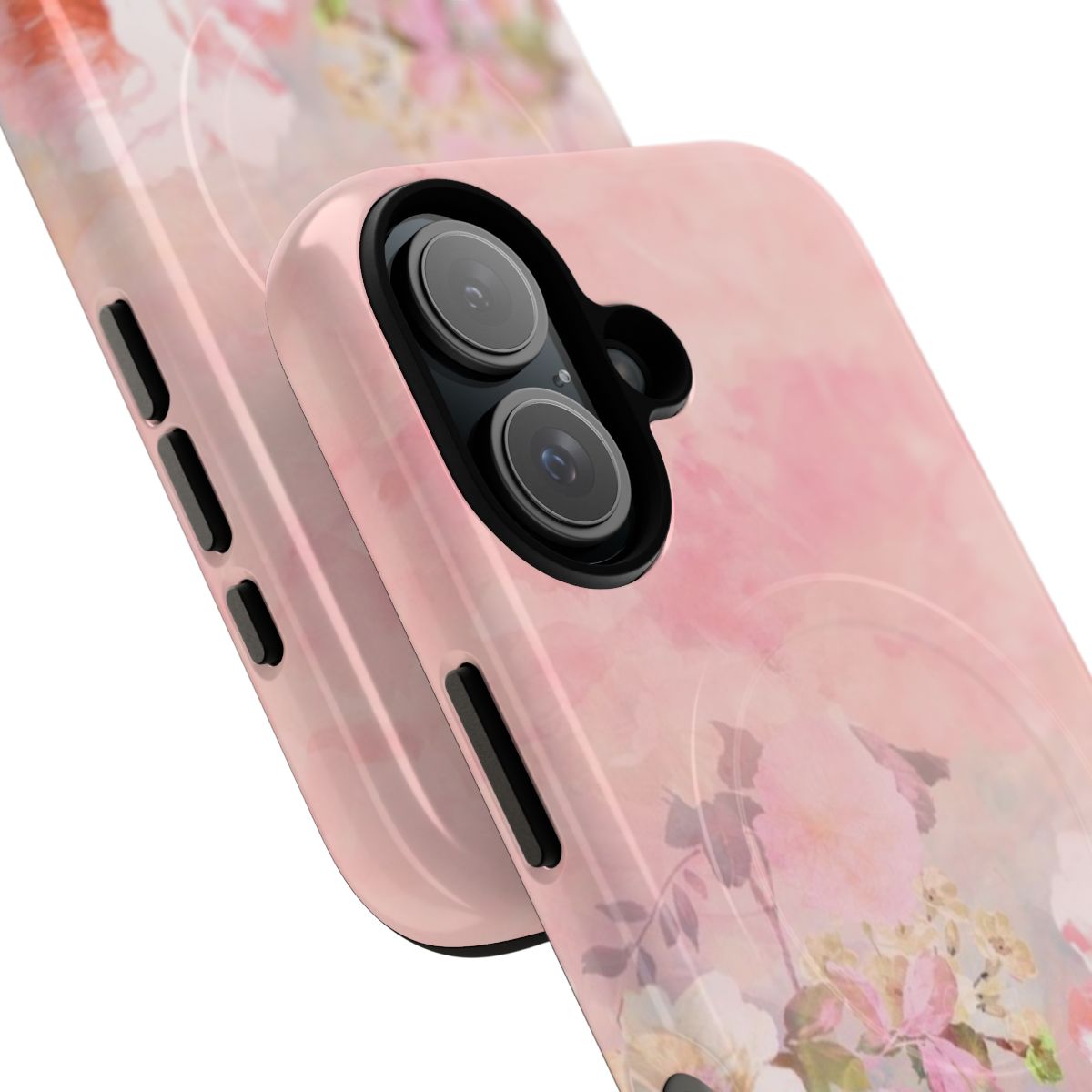 Pastel blush watercolor ombre floral watercolor design on a magnetic tough phone case - Detail