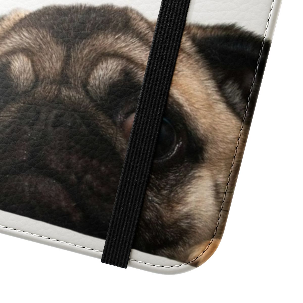 Cute pug face on a flip phone case - Close Up