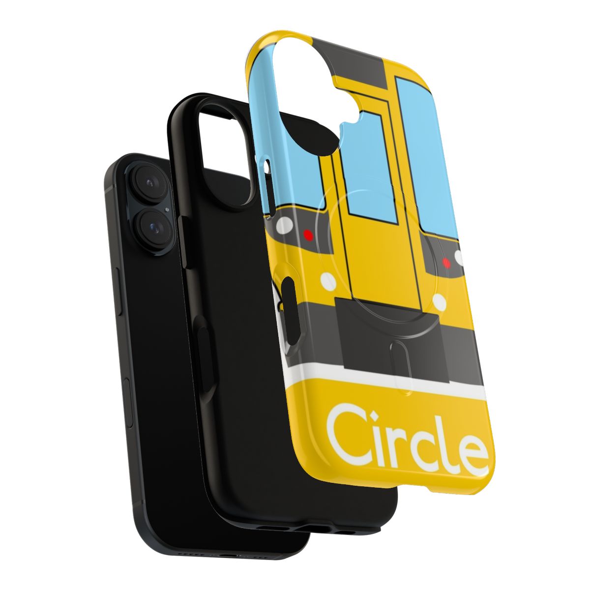 Colorful phone case featuring the iconic yellow line of the London underground subway map - Layers