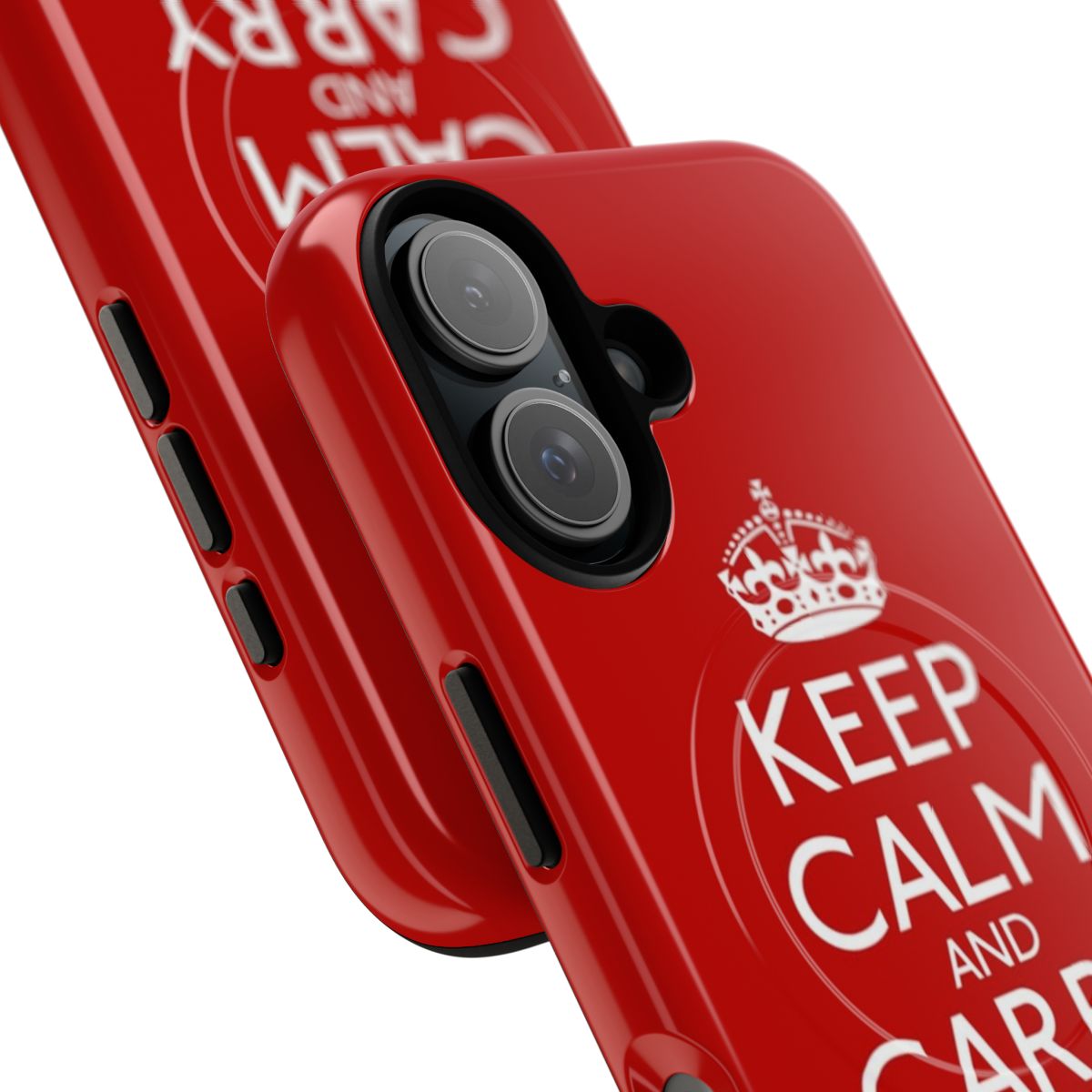 Vintage World War 2 inspired magnetic tough phone case with "Keep Calm and Carry On" slogan - Detail