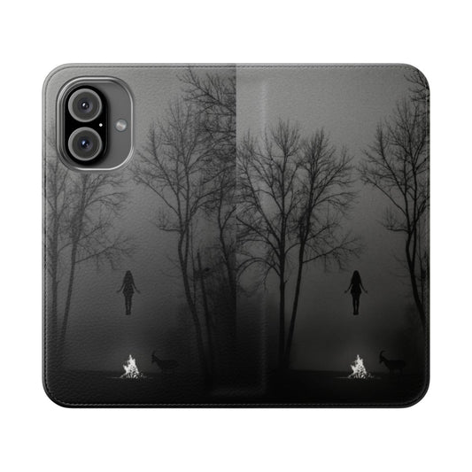 Chilling phone case cover featuring a dark ritual in a spooky forest setting