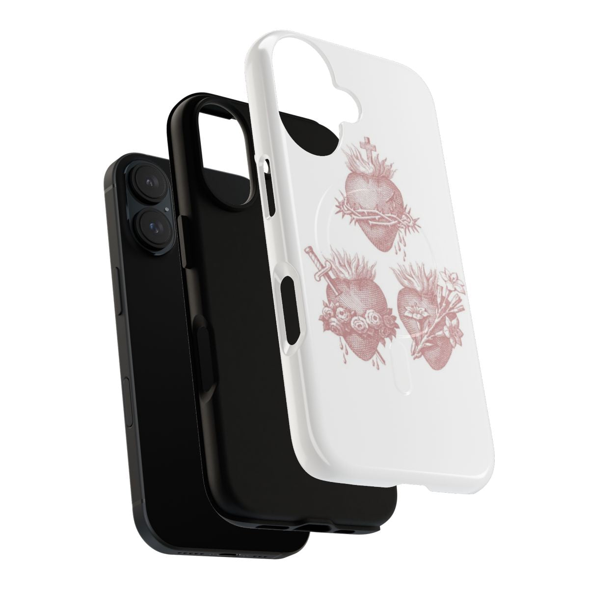 Magnetic tough phone case featuring the sacred hearts of Jesus, Mary and Joseph - Layers