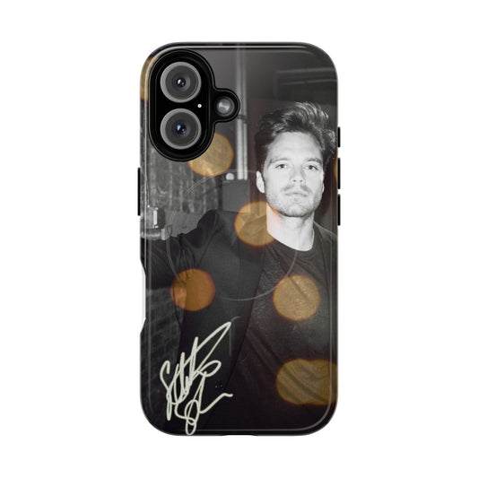 Magnetic tough phone case with artwork inspired by Sebastian Stan's roles as Bucky Barnes and Carter Baizen