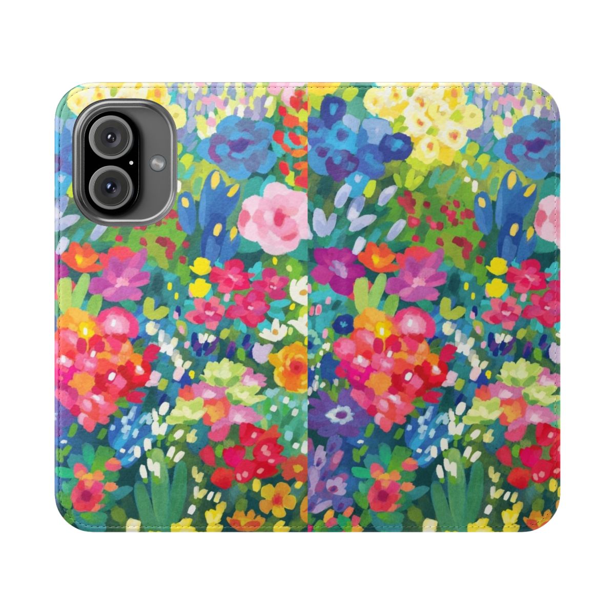 Colorful floral pattern phone case featuring a spring-inspired design