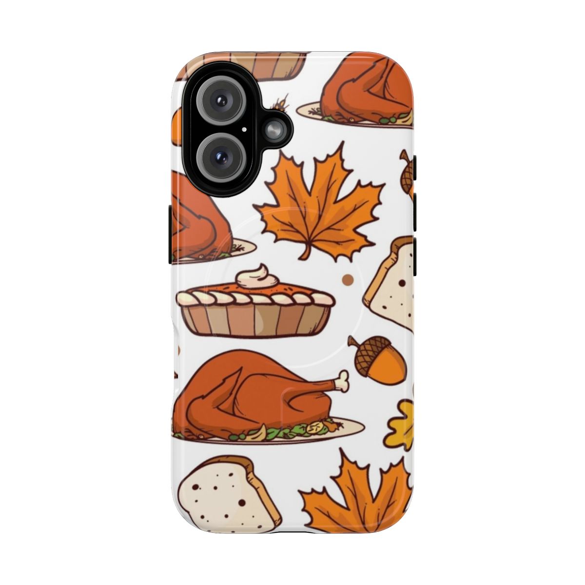 Magnetic tough phone case with fall and thanksgiving themed design