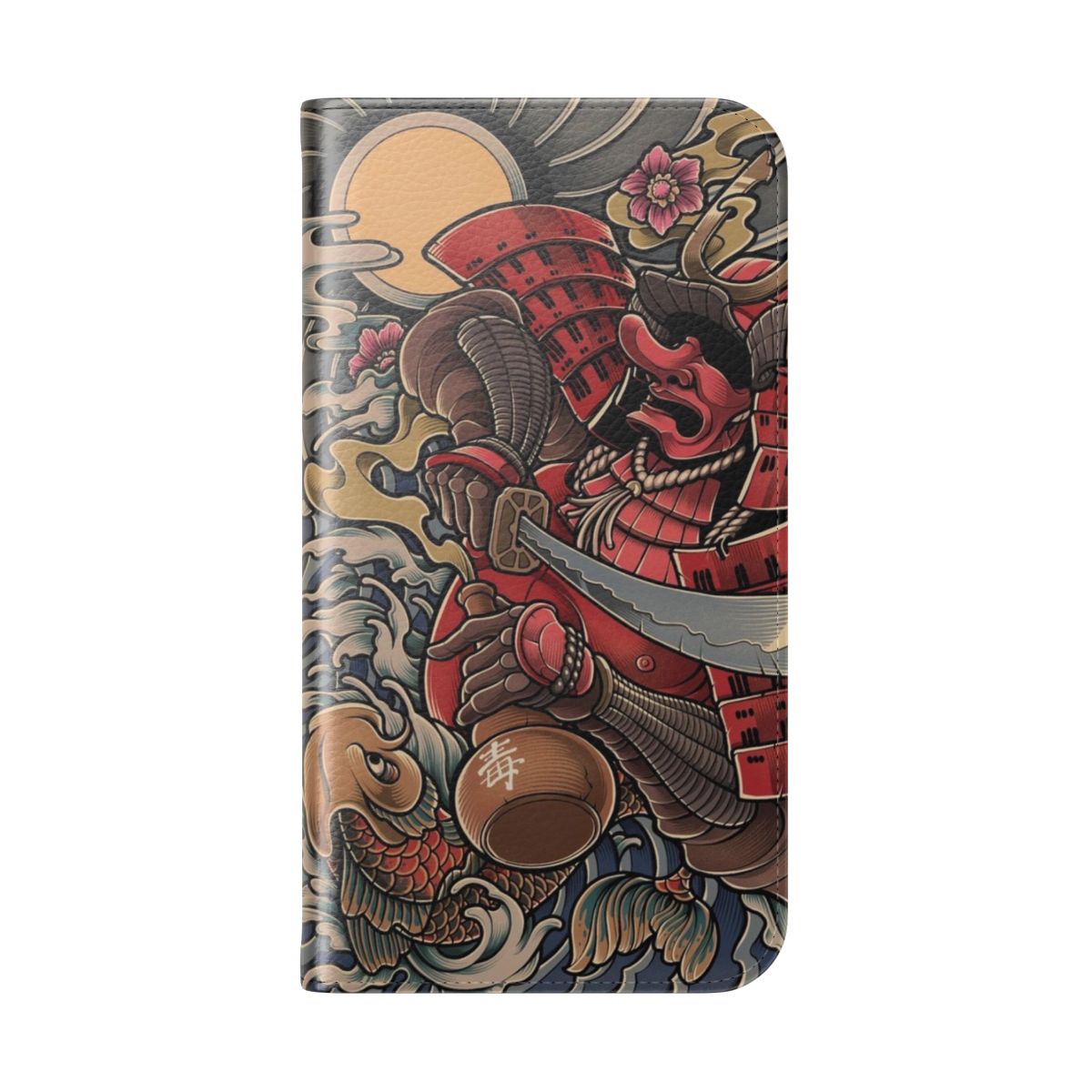 Artwork featuring a samurai oni demon on a phone case - Folded Back