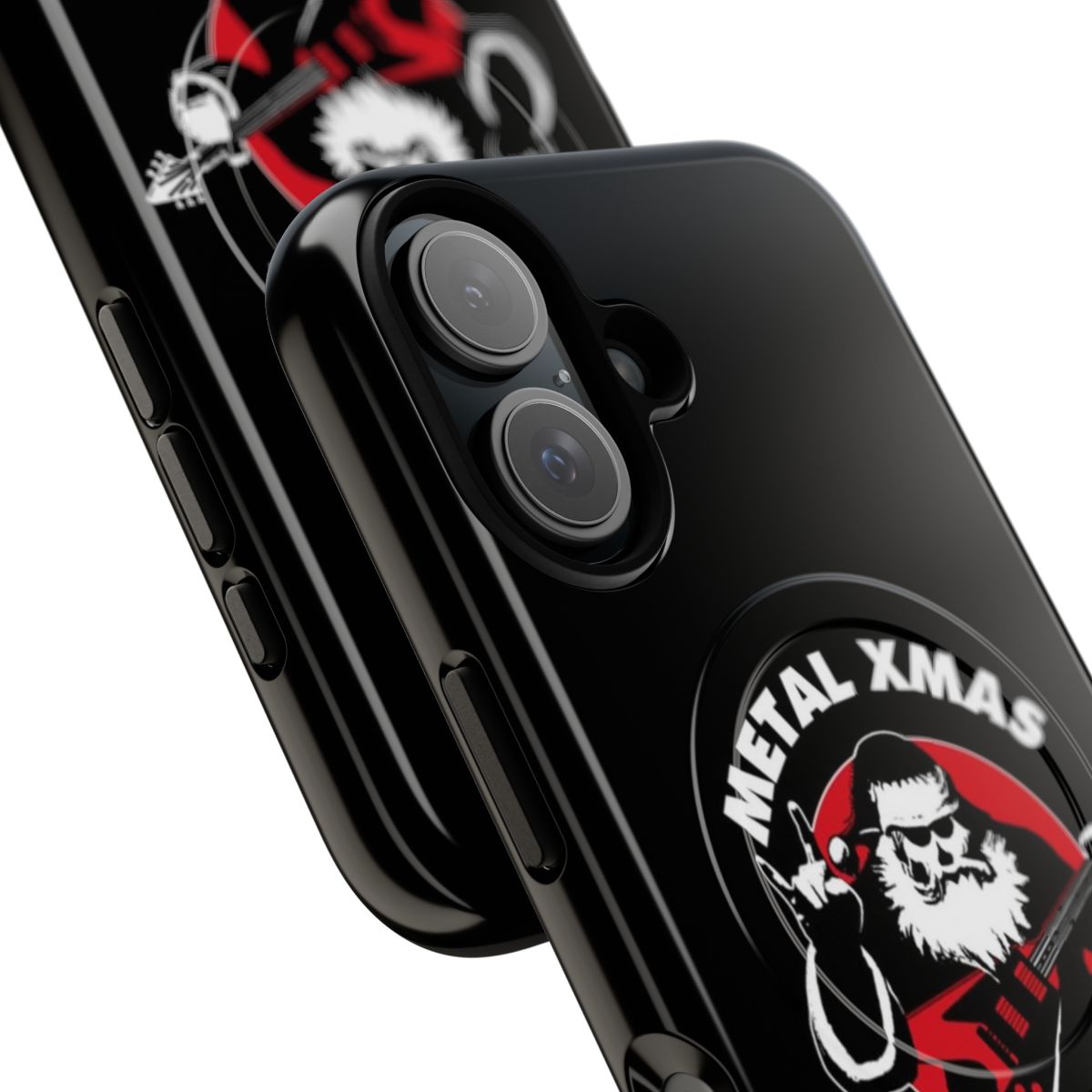 Tough phone case with a heavy metal Santa Claus design - Detail