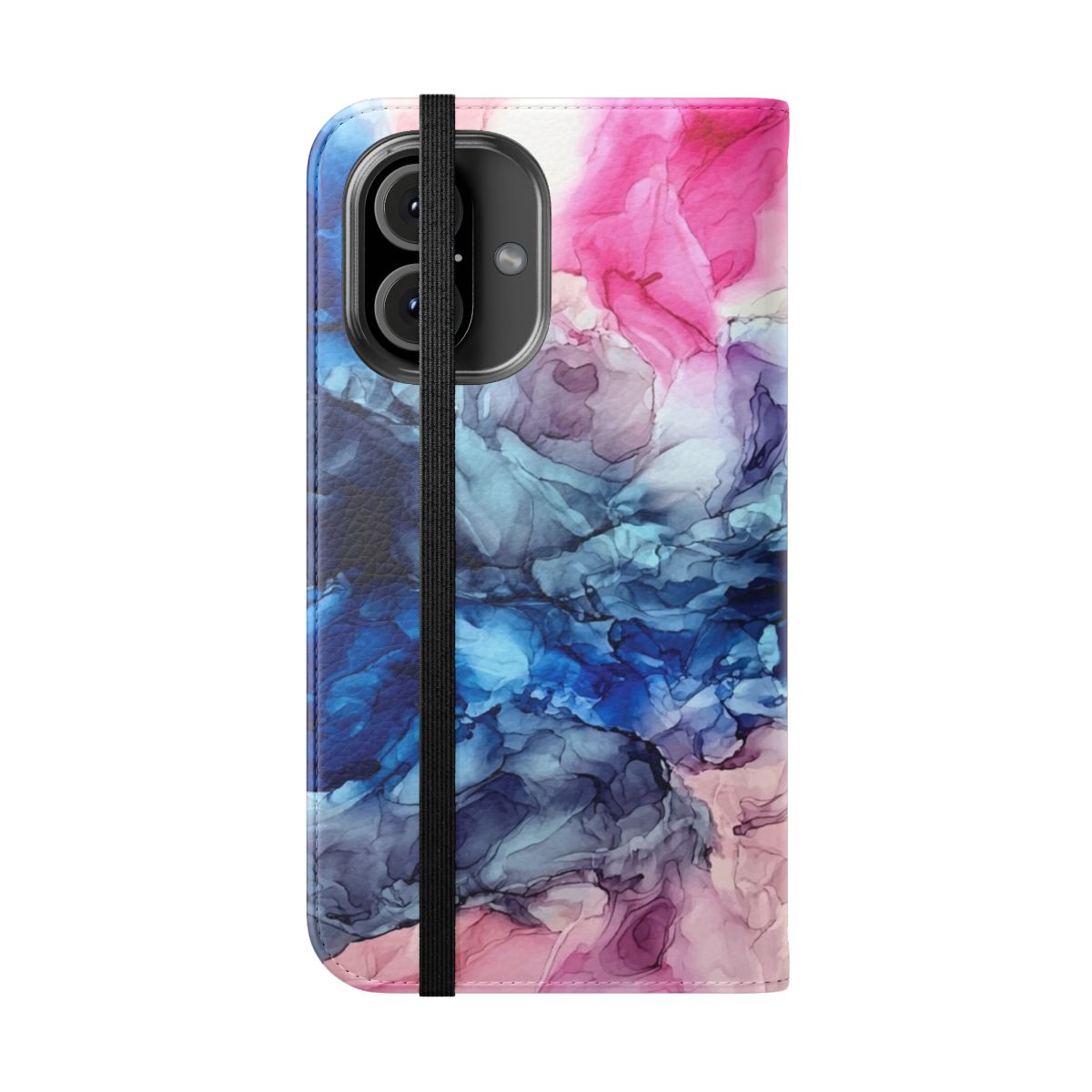 Vibrant and flowing abstract fluid art painting on a phone case - Folded Front