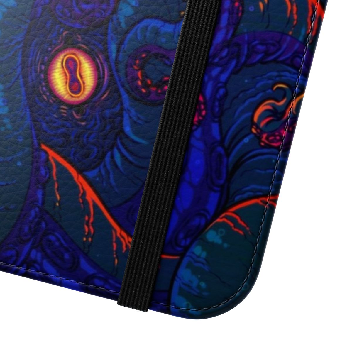 Vibrant phone case featuring a giant kraken or squid design - Close Up