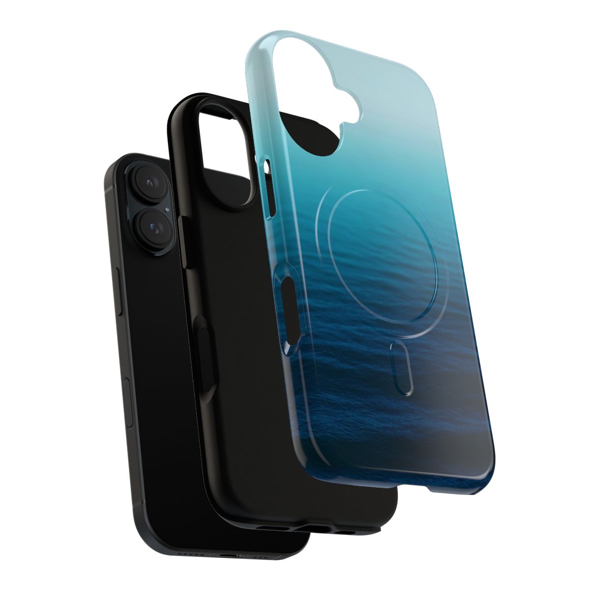 Deep blue protective phone case with water and wave design - Layers