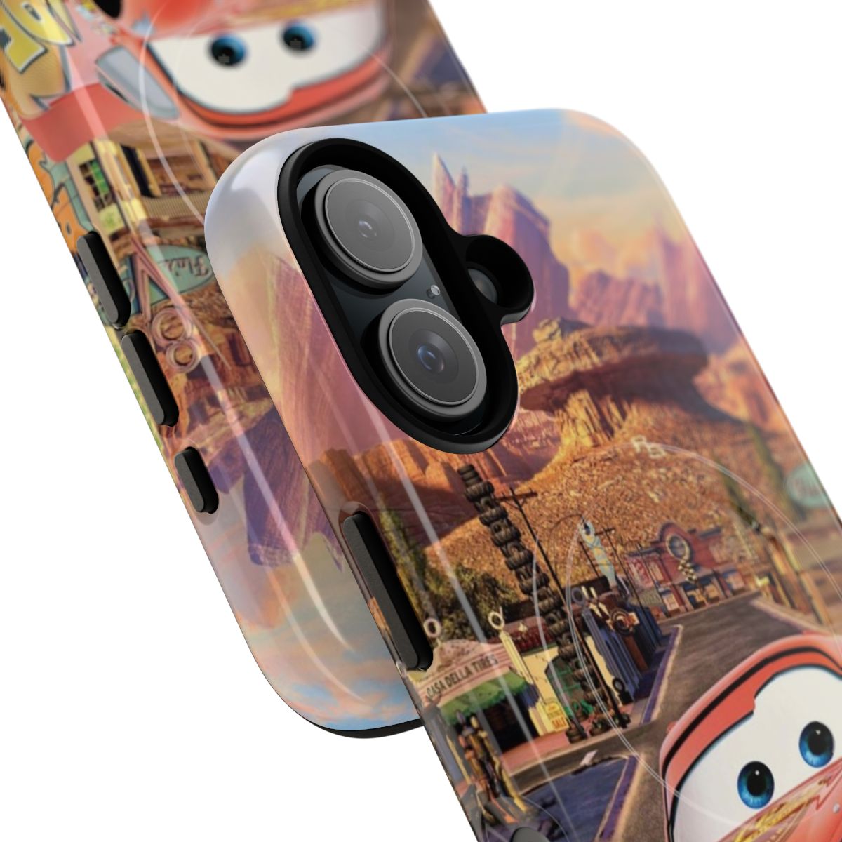 Tough magnetic phone case with Lightning McQueen and Cars movie inspired designs - Detail