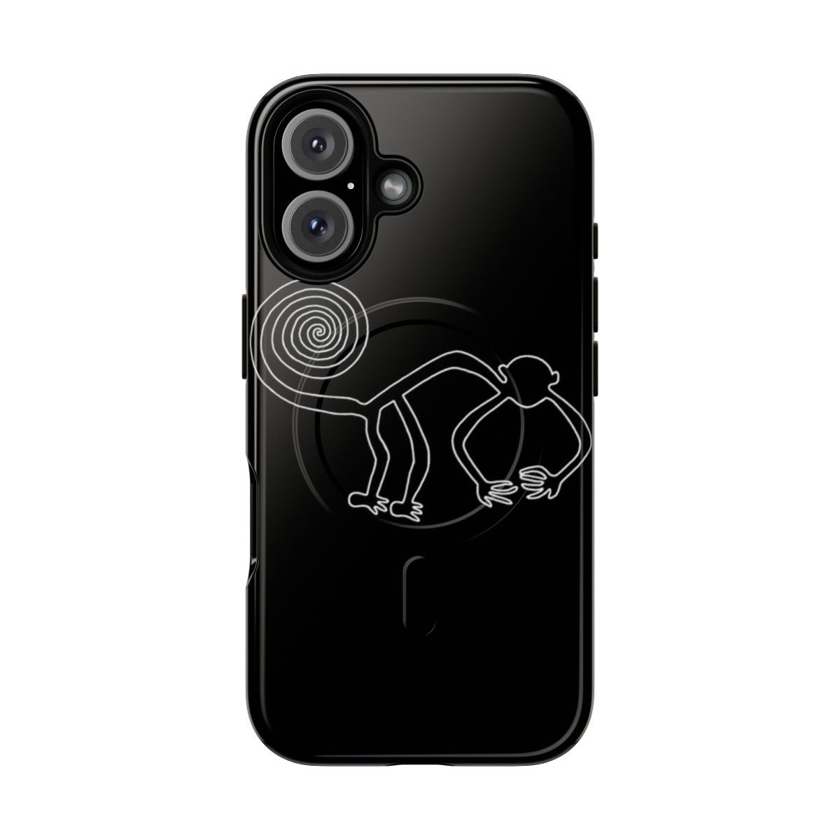 Nazca inspired magnetic tough phone case with a cute monkey design