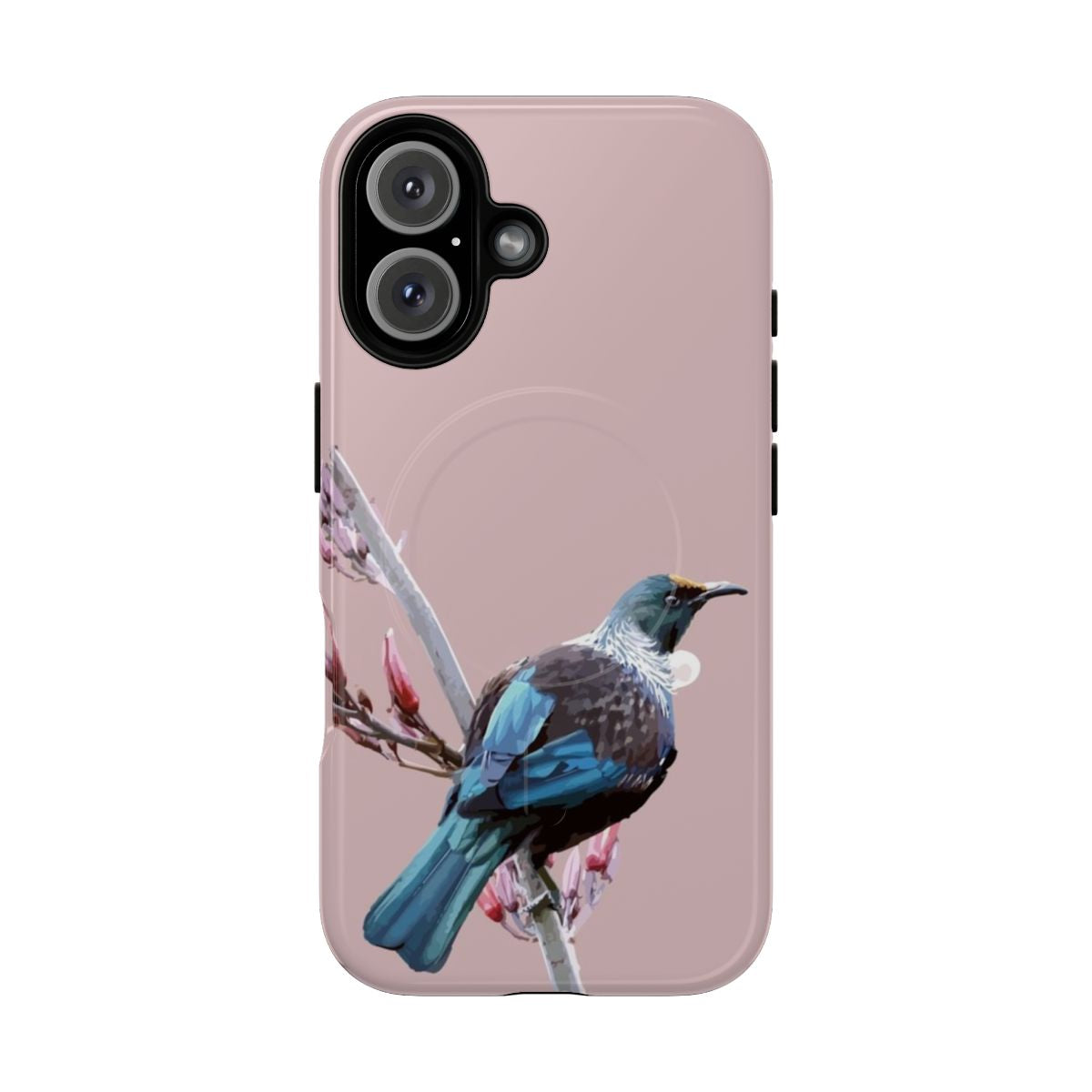 Close-up photo of a tui, a native New Zealand bird, on a magnetic tough phone case.