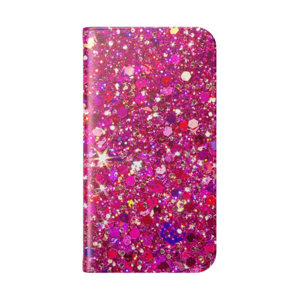 Shimmering glitter phone case in a stylish pink design - Folded Back